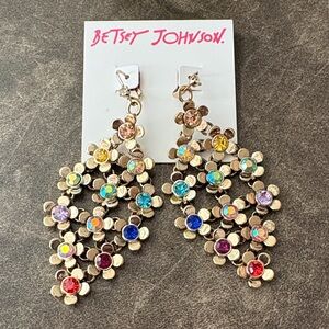 Betsey Johnson Colorful Floral Drop Earrings